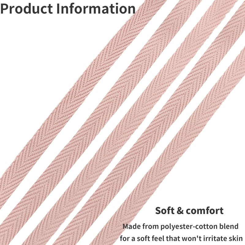 Evora 3/8 Inch Herringbone Twill Tape - 25 Yards Polyester Cotton Fabric Trim, 1mm Thick Durable Soft Webbing Strap for Sewing & Garment, Crafting- Flat Double Fold Bias Tape (Bean Pink 010) - Image 4